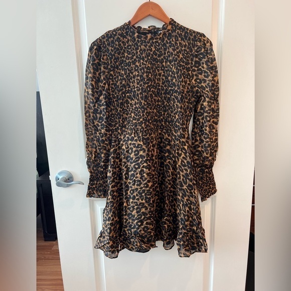 WHISTLES Classic Leopard Shirred Dress NWT - Picture 3 of 16